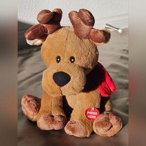 American Greetings Brown Chritmas Plush Reindeer with Red Scarf